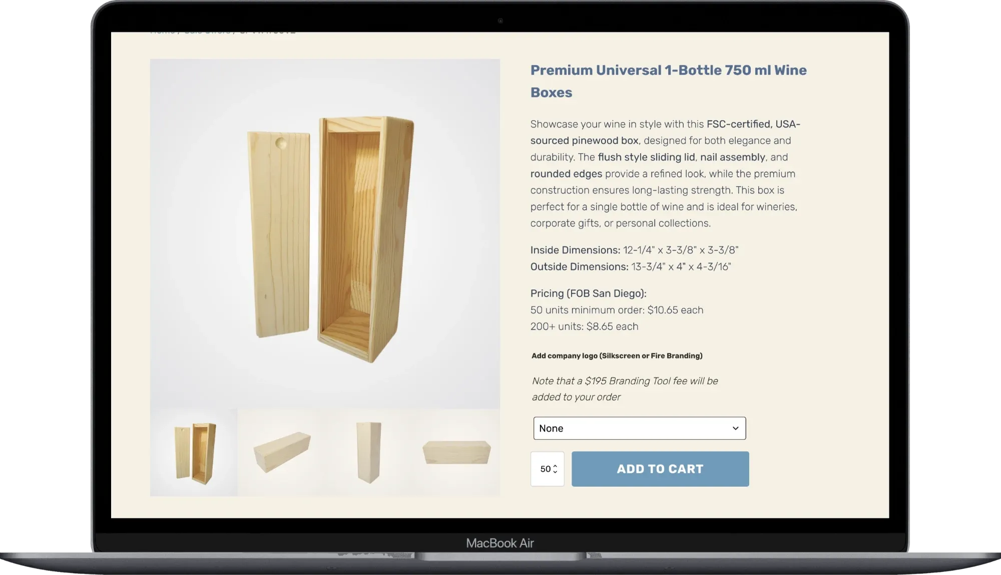 Golden State Box Factory website on desktop