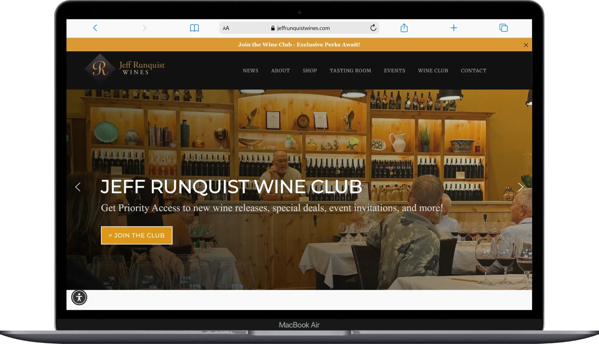 Jeff Runquist Wines website on desktop